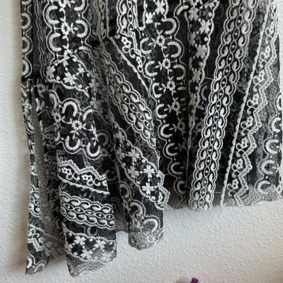 ELINE Black White Embroidered Lace Evening Party Maxi Dress Size Small - Picture 4 of 9